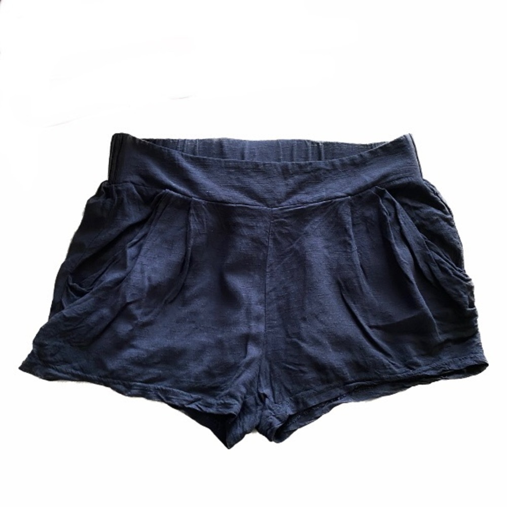 FREE PEOPLE OB428016 Black Linen Baggy Pull On Lounge Shorts Size M